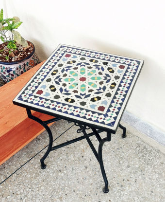 Picture of PERSONALIZED Handmade Mosaic Table - Create Your Own Dining / Coffee / Outdoor / Indoor Table - Provide Us With The Colors, Size, Ans Shape | Handmade ,Mid Century, Mosaic Table , Moroccan Tiles ,Crafted , Indoor- Outdoor ,Coffee Table