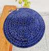 Round blue mosaic coffee table showcasing authentic Moroccan craftsmanship, suitable for both indoor and outdoor settings.
