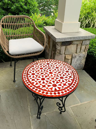 Picture of Burgundy Mosaic Table, Customizable Height Table For Outdoor And Indoor | Crafted Mosaic Table For Outdoor & Indoor- Moroccan Work
