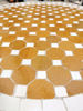 Picture of Gold and White Handmade Round Mosaic Coffee Table – Moroccan Tile Crafted Indoor & Outdoor Mid-Century Table