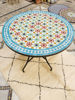 A handmade Moroccan mosaic coffee table, highlighting traditional craftsmanship and design.