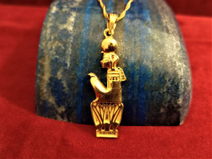 Picture of Gold Tut ankh amon Squat On Lotus Flower Necklace