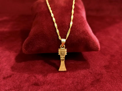 Picture of Egyptian 18K Gold Sterling Silver Djed Pillar Pendant Necklace