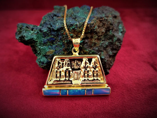 Picture of Egyptian 18K Gold Filled Sterling Silver Aurora Purple Opal Abu Simbel Temple Necklace