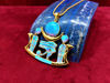 Picture of 18K Gold Filled Silver Blue Aurora Opal Eye Of Ra Flanked By Wadjet Necklace