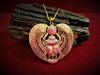 Picture of Gold Pink Aurora Opal Winged Scarab Necklace, 18k Gold Filled silver Scarab Pendant, Scarab Jewelry