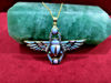 Picture of Real Gold Egyptian Winged Opal Scarab Necklace