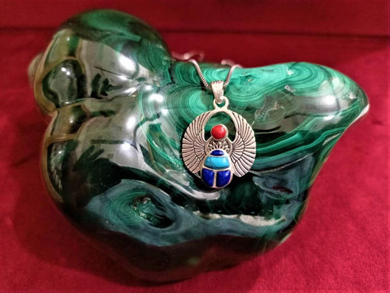 Picture of Stunning Egyptian Sterling Silver Scarab Beetle Necklace