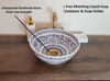 Artisan-crafted ceramic vessel sink with a lid and gold faucet, reflecting Moroccan artistry and versatile installation options.