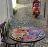 Picture of BOLD FLORAL Mosaic tabletop; Colorful Mosaic tabletop with flowers; Patio mosaic table; Garden mosaic table: kitchen table; Joyful table