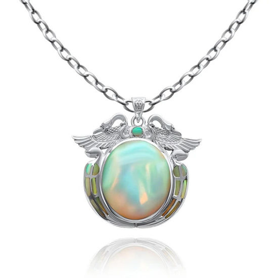 Picture of Sterling Silver Wadjet Bennu Amulet Opal Necklace