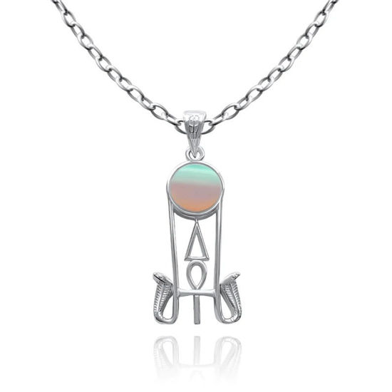 Picture of Sterling Silver Wadjet Ankh Amulet Opal Necklace