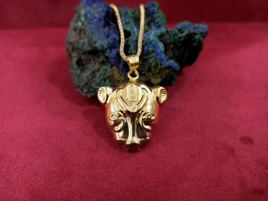 Picture of Goddess Of Healing Sekhmet Gold Necklace