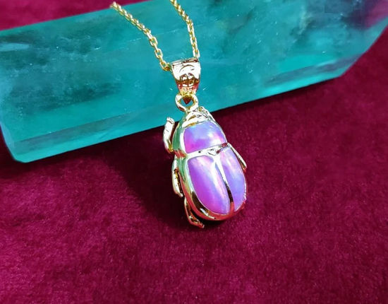 Picture of White Pinky Opal Scarab For Good Luck Necklace