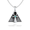 Picture of Sterling Silver Pyramid Key Of Life Egyptian Amulet Necklace