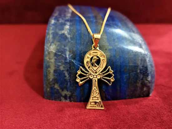 Picture of Filigree Gold Winged Ankh Nefertiti Necklace