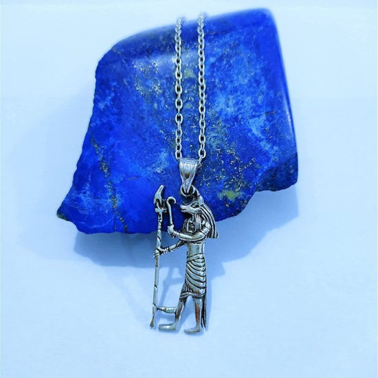 Picture of Sterling Silver God Anubis Necklace Ancient Egypt jewelry