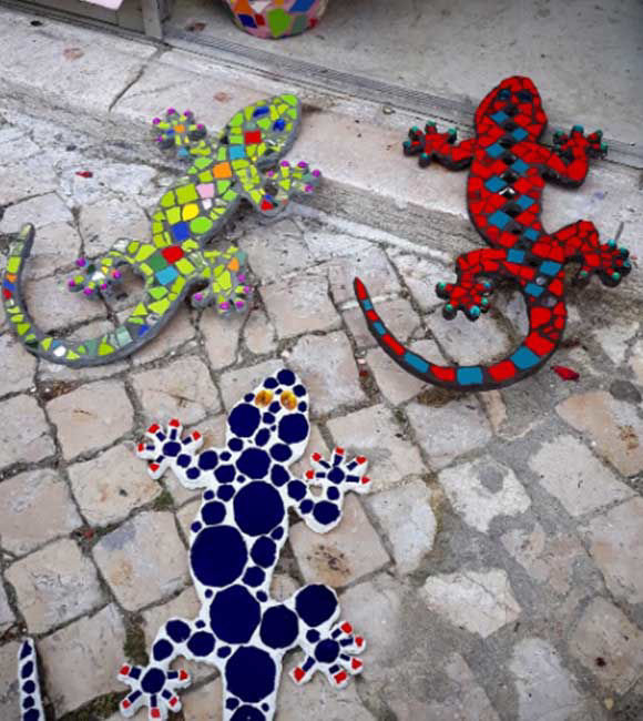 Colorful Mosaic Gecko Wall Art – Handmade Lizard