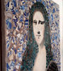 Picture of Mosaic MONA LISA wall hanging with antique Portuguese tile and iron frame