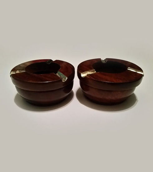 Picture of Wooden Cigarette Ashtray Handcrafted Rosewood Ashtray Cinnamon Brown Ashtray