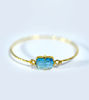 Picture of Zircon Single Stone Bracelet Oval Cut Amethyst Gold Plated Bracelet with Blue Gemstone Bangle Bracelet Handmade  Gift for Her  Artisan Made