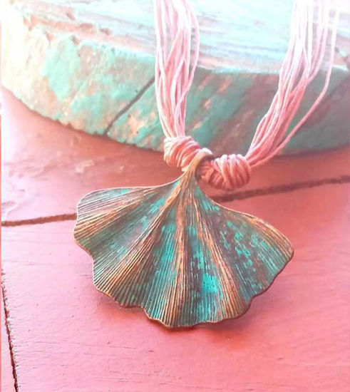 Picture of Ginko leaf Solid Brass Patina necklace , Adjustable necklace, Tribal Necklace, Tribal Woman, Boho Necklace, Nature Lover