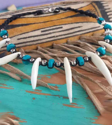 Picture of Native Style Necklace, Natural Tooth Necklace, Shaman Necklace, Tribal Necklace, Coyote Tooth Necklace, Wild Free Spirit Necklace 1pc