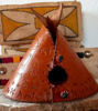 Picture of Personalized Teepee Organic Leather Handcrafted Incense Burner⇻ Native American Style Incense Burner ⇻ Handcrafted Teepee Statue Burner