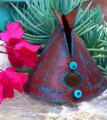 Picture of Personalized (short Turquoise text)Teepee Organic Leather Handcrafted Incense Burner⇻ Native American Style Incense Burner⇻Native Teenager