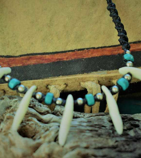 Picture of Native American Style Necklace, Natural Tooth Necklace, Shamanic Necklace, Tribal Necklace, Coyote Tooth Necklace, Wild Free Spirit