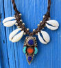 Picture of Amazing New Design Ethnic Shell High Quality Stainless Steel Beads Elegant Necklace Inlayed with Turquoise Coral and Lapis Lazuli