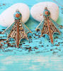 Picture of Tribal Princess, Solid Silver Hooks, Protective Gemstones, Turquoise Coral Inlayed Handmade White Brass Earrings