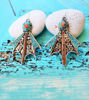 Picture of Tribal Princess, Solid Silver Hooks, Protective Gemstones, Turquoise Coral Inlayed Handmade White Brass Earrings