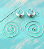 Picture of 2 Pairs of Silver Tribal Earrings - Jhumka Inspired Gypsy Filigree Boho Jewelry by Andalusian Artisan