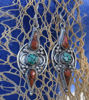 Picture of Tribal style Handmade White Brass Handmade Long Earrings Inspired by Tribal Jewelery Navajo Style Earrings Inlaid with Gemstones