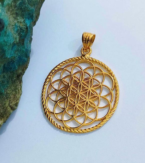 Picture of Flower of life seven Chakra Gold Filled Pendant