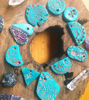 Picture of Turquoise Ceramic Tribal Charms and Pendants, Tribal Pendants, Native American Inspired Pendants, Ten Tribal Pendants, Turquoise Pendants