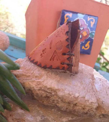Picture of Mini Leather Handcrafted Teepee ⇻ Native American Style ⇻ Handcrafted One of kind Teepee ,teepee home decor, reptile terrarium decor