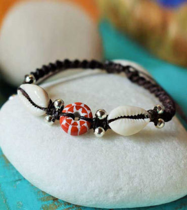 Picture of Unique ArtesaniaLosMolinos Designed Vintage Glass and Silver White Brass Beads Handmade Bracelet, Tribal Art, Spirit Connection Bracelet