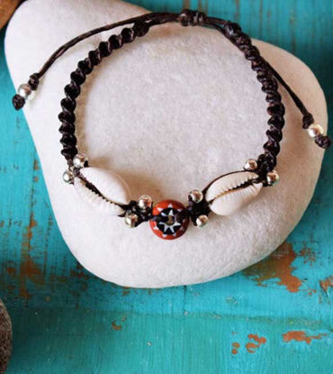 Picture of Unique ArtesaniaLosMolinos Designed Vintage Glass and Silver White Brass Beads Handwoven Bracelet, Tribal Art, Spirit Connection Bracelet