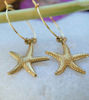Picture of Pair of Gold Stainless Steel Elegant Hoop Starfish Earrings, Gold Starfish Earrings, Elegant Earrings, Mediterranean Earrings, Wedding