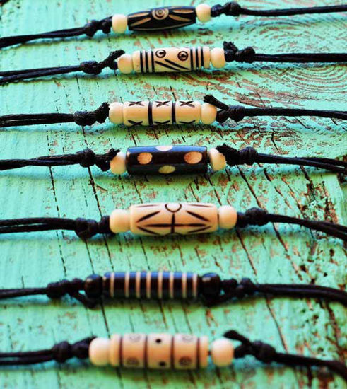 Picture of Natural Bone Hand Carving Necklace Maori Trbal Style Surfer Good Luck Natural Yak Bone For Men Teenager Unisex Festival Adjustable-1pc