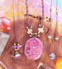 Picture of Set of Three Handmade Solid Brass Necklaces - Purple Jasper, Lapis Lazuli, Amethyst, Glass Whale Pendants
