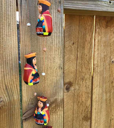 Picture of Cholita Cuzqueña Wind Chime - Handmade Terracotta Ornament - Peruvian Folk Art Decoration