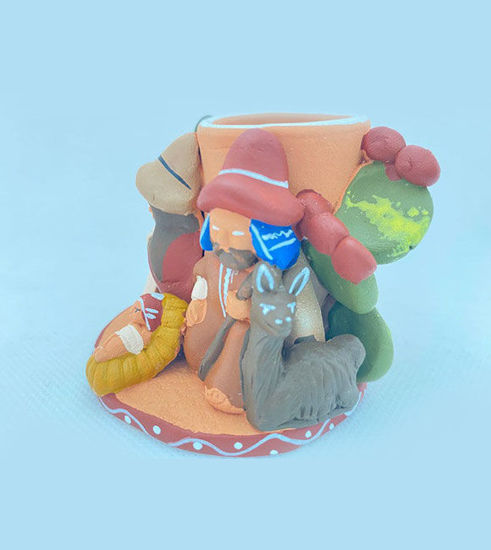 Picture of Handmade Candle Holder & Nativity Scene • Terracotta Peruvian Ornament