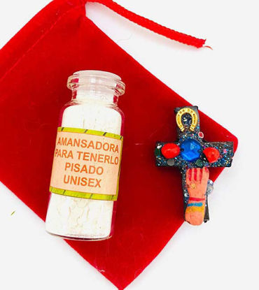 Picture of Amansadora Kit • Powder, Chonta Cross & Lucky Amulet Set • Protection & Attraction Ritual