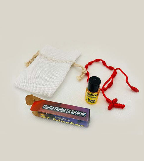 Picture of 7 Machos Spiritual Oil Set • Handmade Herb-Infused Oil • Fatima Hand Hamsa Bracelet Included