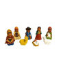 Handmade terracotta nativity set featuring 8 unique, hand-painted figures on a white background, showcasing Peruvian folk art.