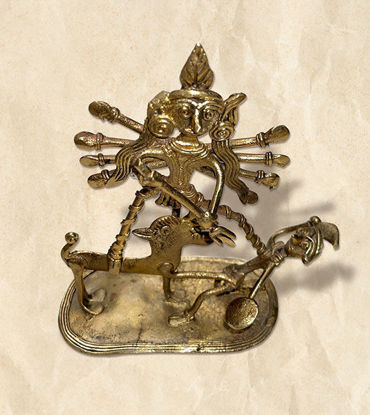 Picture of Metal Idol DURGA Metal Sculpture Art For Housewarming Gift Artistic Home Accessories Traditional Craftsmanship Handcrafted Metal Art- Dhokra Art