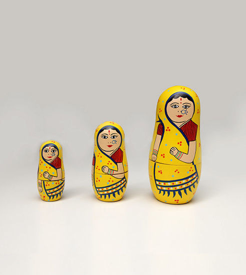 Picture of Handcrafted Traditional Wooden Nesting Doll Set of 3